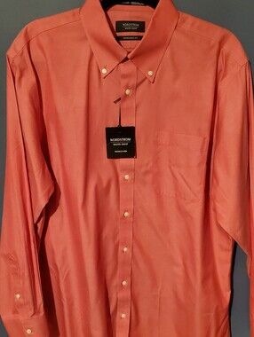 Nordstrom Men’s Coral-Red Button Down Dress Shirt